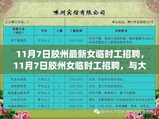 胶州最新女临时工招聘启事，启程心灵之旅，与大自然共舞的美好职业机会