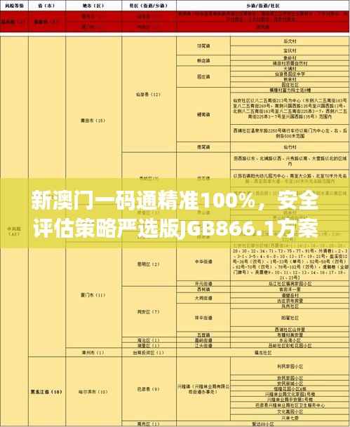 新澳门一码通精准100%,安全评估策略严选版JGB866.1方案