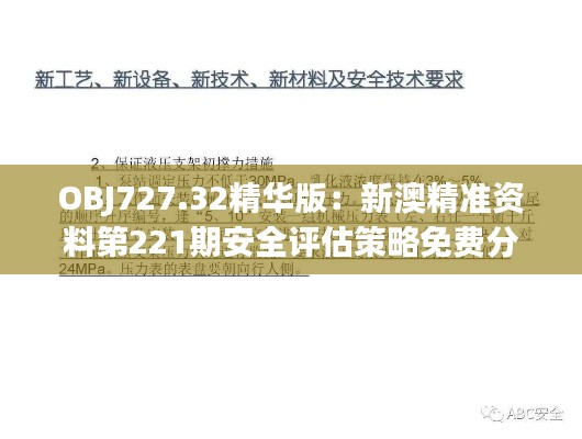 OBJ727.32精华版:新澳精准资料第221期安全评估策略免费分享