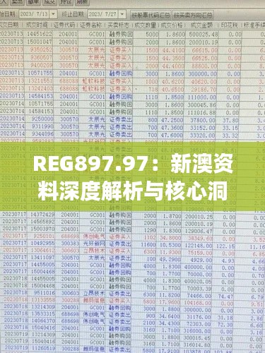 REG897.97:新澳资料深度解析与核心洞察