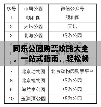 同乐公园购票攻略大全,一站式指南,轻松畅游!